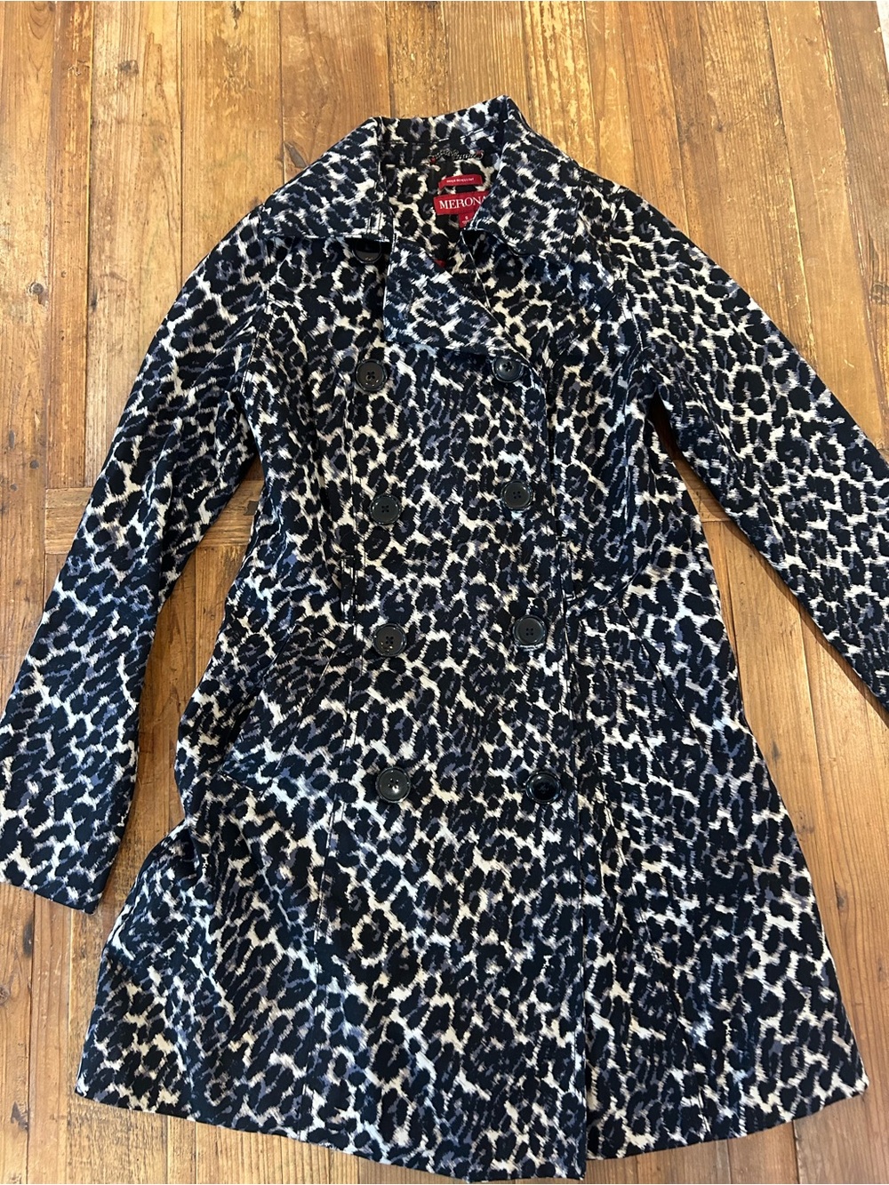 Merona Leopard-Print Double-Breasted Trench